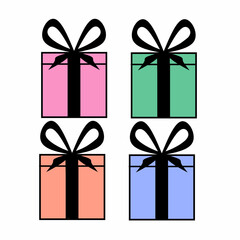 Set of Gift Box illustration, isolate over white background