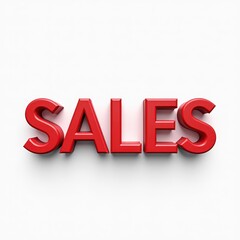 Red 3D sales text on a white background in a minimalist style.