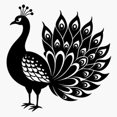 Fototapeta premium Peacock Black silhouette