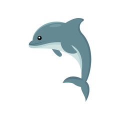 Dolphin. Flat vector illustration of a dolphin isolated on white background