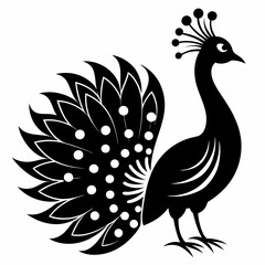 Fototapeta premium Peacock Black silhouette
