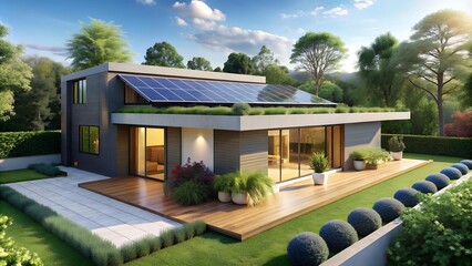 Solar Powered Modernist Sanctuary: A Minimalist Home Embracing Sustainable Energy  AI Generated