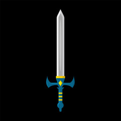 Sword. Flat vector illustration of a sword isolated on black background