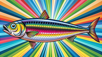 A Symphony of Scales: An Anchovy in Pop Art  Generative AI