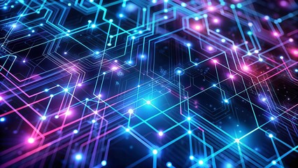 Obraz premium Abstract Blue and Purple Circuitry Flow AI Generated