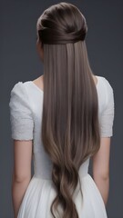 Naklejka premium girl back view with long hair 