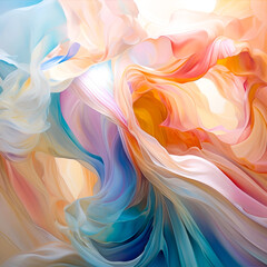 Obraz premium Soft ethereal abstract art featuring flowing waves of pastel colors blending seamlessly to create a sense of movement and lightness