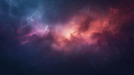 A beautiful and colorful space scene with a large red cloud in the middle