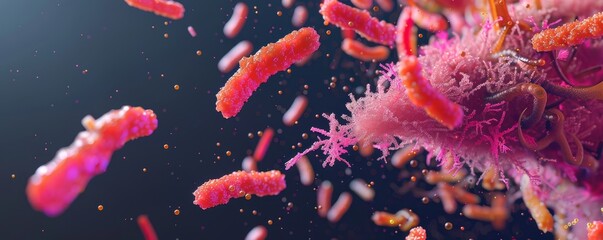 Naklejka premium Microscopic view of bacteria in a cluster.