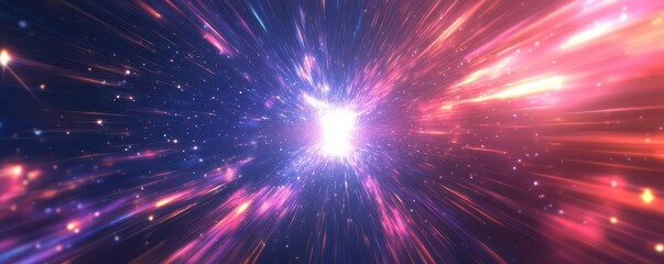 Fototapeta premium Abstract tunnel of radiating light beams, starburst effect, cosmic and galactic theme, abstract tunnel background,