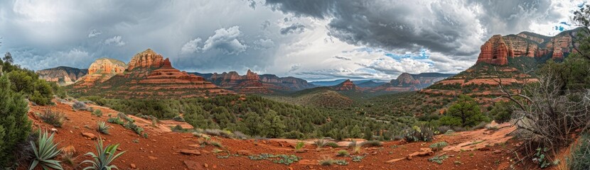 Red Rock Canyon Landscape Under Dramatic Skies