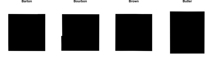 Obraz premium Barton, Bourbon, Brown, Butler outline maps