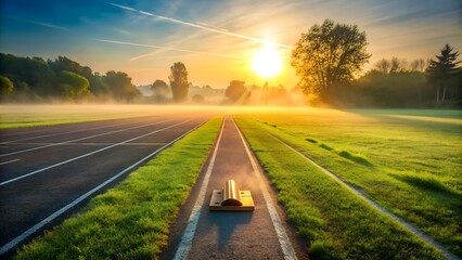 Obraz premium The Starting Line: A Symphony of Dawn generative AI