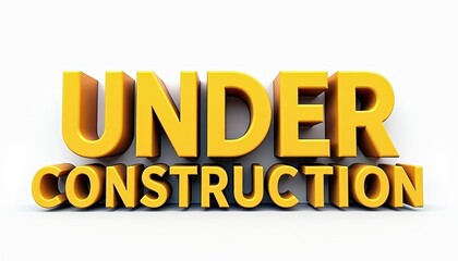 Bold yellow 'Under Construction' sign against a clean white background.