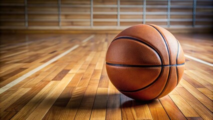 Obraz premium Hardwood maple basketball on a court , sports, hardwood, maple, basketball, game, equipment, competition, athletic, play, wood