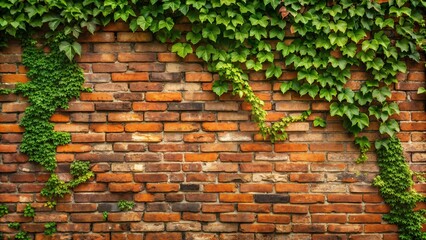 Weathered Brick Wall with Vines and Ivy  generative AI