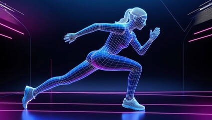 Fototapeta premium a stylized, futuristic depiction of a person running.