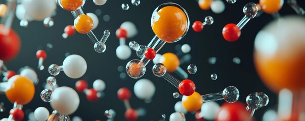 Abstract 3D rendering of colorful spheres connected by lines, floating against a dark background.