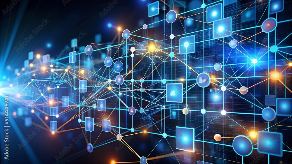 Wall mural abstract data flow: interconnectedness of business success generative ai