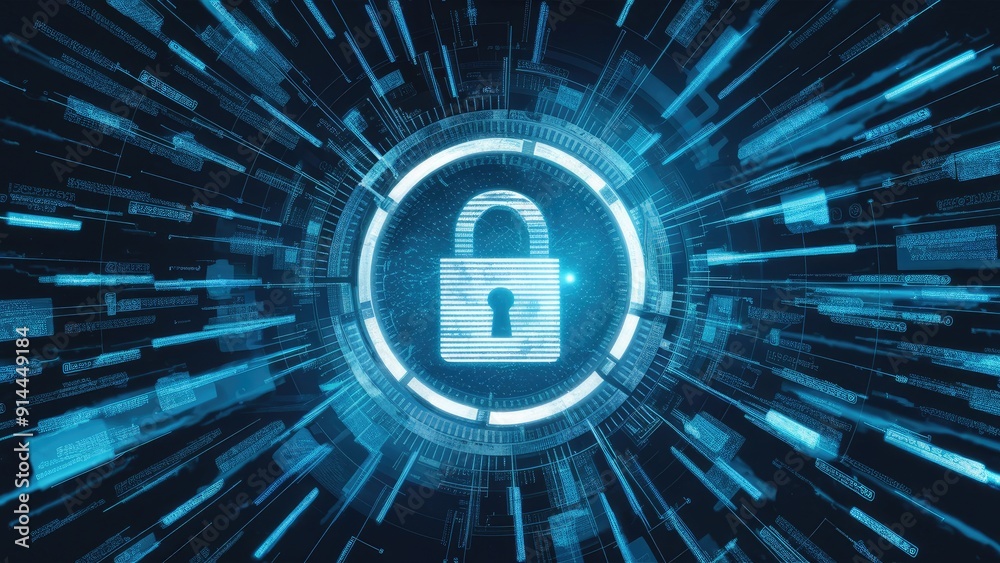 Poster digital business technology concept virtual display depicting data breach 3d rendering