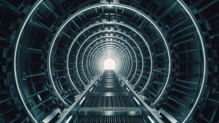 Futuristic Metallic Tunnel Design 3D Rendered Illustration