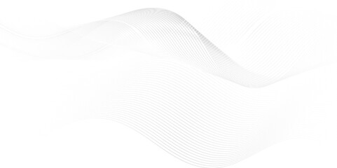 Glowing flow abstract white blend digital wave lines and technology transparent background. Minimal carve wavy white and gray flowing wave lines and glowing moving lines. Futuristic sound wave line.