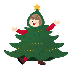 Christmas tree cute girl