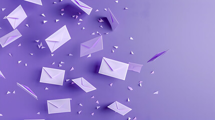 envelopes falling on purple background