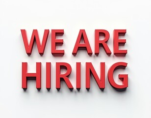 Fototapeta premium WE ARE HIRING 3D text typography banner design. Job opportunity, work, employee recruitment concept background illustration.