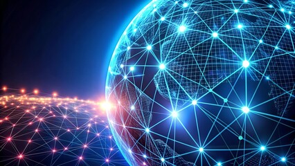 Neon Grid Globe: A Symphony of Technological Progress  Generative AI