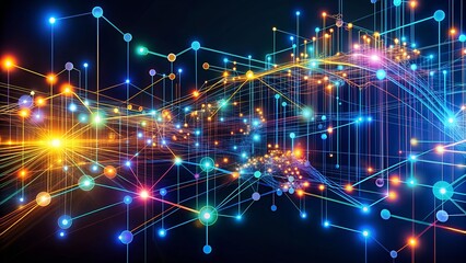 Fototapeta premium Abstract Data Flow: A Visual Representation of Information Exchange Generative AI