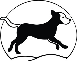 silhouette of a dog , Playful Puppy Silhouette, dog 