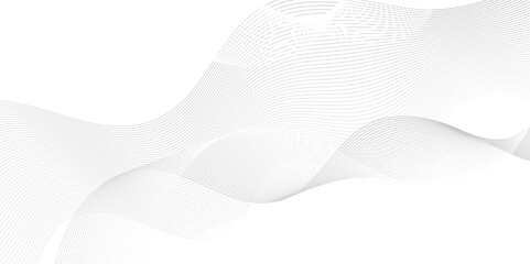 Abstract white blend digital wave lines and technology transparent background. Minimal carve wavy white and gray flowing wave lines and glowing moving lines. Futuristic sound wave lines background.