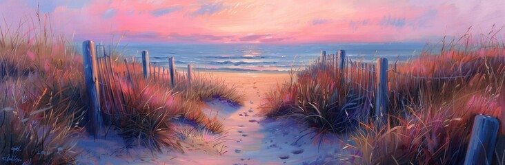 Beach Path Leading to the Sea at Sunset