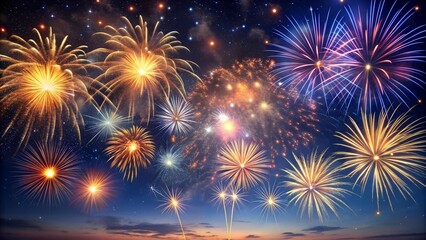 A Symphony of Fireworks Illuminating the Night Sky  AI Generated