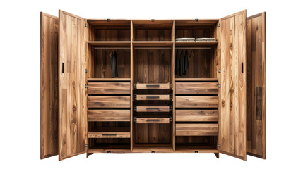 Wooden wardrobe on transparent background