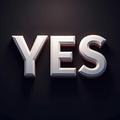 YES letters 3D render word typography design. Approve, agree, and answer concept web banner background illustration.