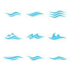 Blue abstract water wave, water wave logo design. Premium Vector