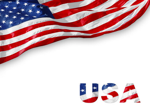 USA flag on a white background. For USA Memorial Day, Veteran's Day, Labor Day, or the 4th of July
