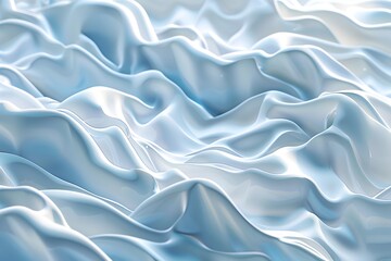 Obraz premium A close up of the surface texture of blue waves, with undulating lines and curves. The background is white and clean, creating an abstract patterned style. It has soft lighting effects and features of