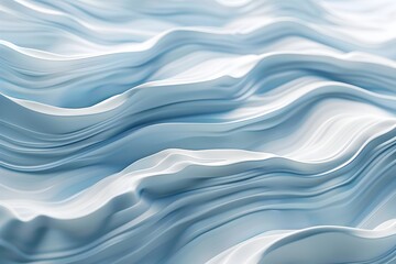 Obraz premium A close up of the surface texture of blue waves, with undulating lines and curves. The background is white and clean, creating an abstract patterned style. It has soft lighting effects and features of