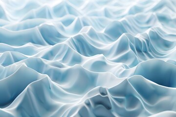 Obraz premium A close up of the surface texture of blue waves, with undulating lines and curves. The background is white and clean, creating an abstract patterned style. It has soft lighting effects and features of