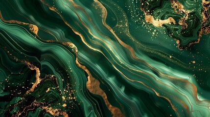 Abstract green and golden marble background.