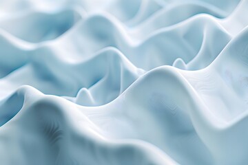 Obraz premium A close-up of undulating soft blue waves, rendered in 3D with subtle lighting effects. The background is pure white and the focus on the undulating pattern creates depth.
