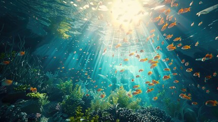 Obraz premium Bright Underwater Scene, Perfect Cinematic Shot with Good Vibes