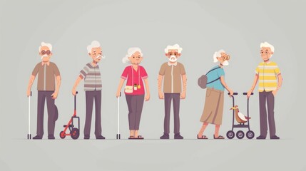 group of old people having extreme activity scene showing the diversity and aging well senior characters