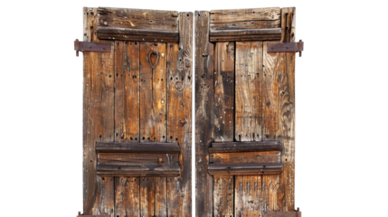 Old wooden saloon doors on transparent background 