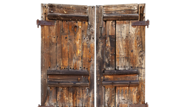 Old wooden saloon doors on transparent background 