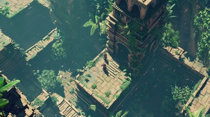 Top-Down Aerial Shot Looking Down at First-Person Game Screenshot