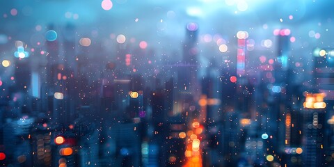 Fototapeta premium City Skyline Illuminated by Bokeh Lights in the Night